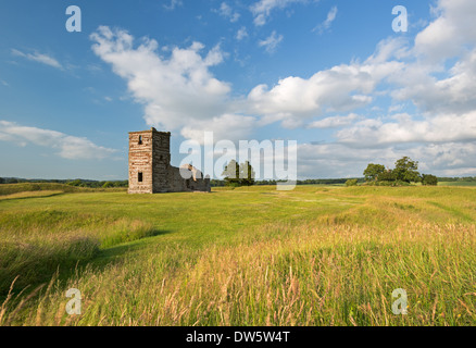 The ruins of Knowlton Church surrounded by countryside, Dorset, England. Summer (July) 2013. Stock Photo