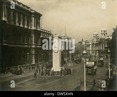 Circa 1920 photograph of the Cenotaph on Whitehall, London, England. Stock Photo