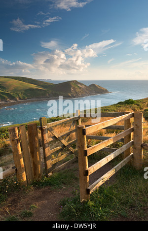 Kissing Gate on the South West Coast Path near Crackington Haven, Cornwall, England. Summer (August) 2013. Stock Photo