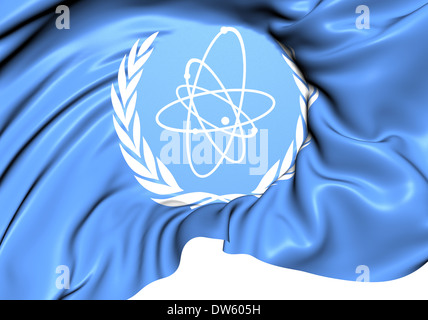 International Atomic Energy Agency Flag. Close Up. Stock Photo