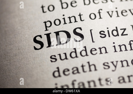 Fake Dictionary, Dictionary definition of the word SIDS. Sudden infant death syndrome Stock Photo