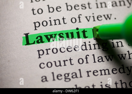 Fake Dictionary, definition of the word lawsuit. Stock Photo