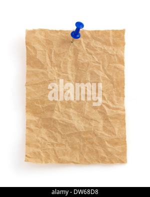 wrinkled note paper isolated on white background Stock Photo