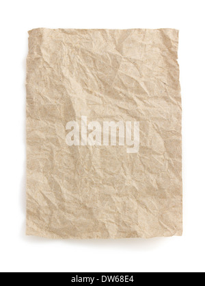 wrinkled note paper isolated on white background Stock Photo