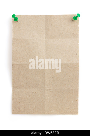 folded note paper isolated on white background Stock Photo