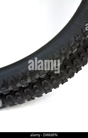 New tire for mountain bike with distinctive tread for excellent traction Stock Photo