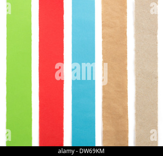 torn paper strips isolated on white background Stock Photo