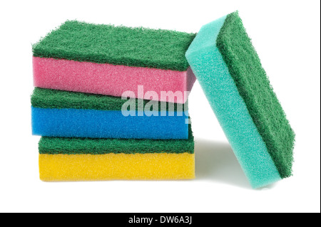 cleaning sponges isolated on white Stock Photo