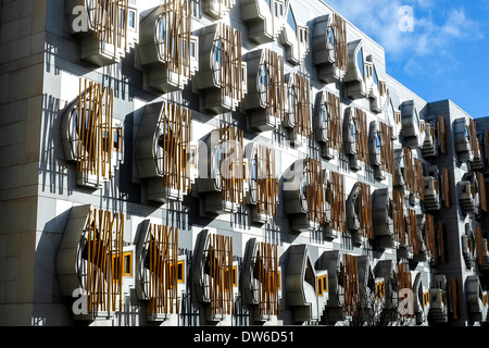 Windows in the MSPs offices at The Scottish Parliament, Holyrood, Edinburgh Stock Photo