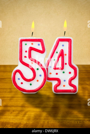 Birthday candle number 54 with flame - eps 10 vector illustration Stock ...