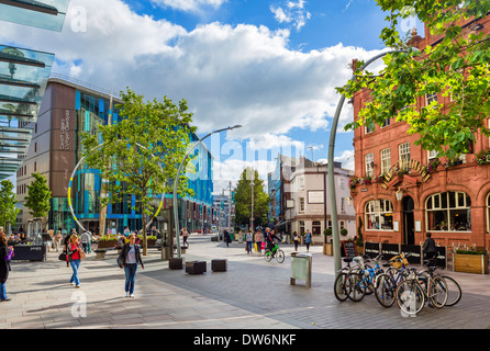 Shops and pubs on The Hayes pedestrian area, Cardiff, South Glamorgan, Wales, UK Stock Photo