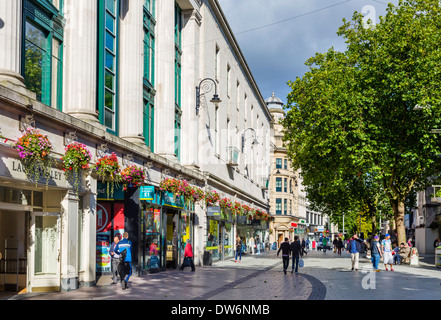 Shops on Queen Street in the city centre, Cardiff, South Glamorgan, Wales, UK Stock Photo