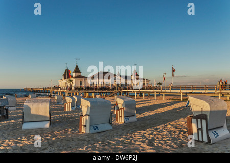 The Ahlbeck pier is a pier on the Baltic Sea, Ahlbeck, Island of Usedom, Mecklenburg-Western Pomerania, Germany, Europe Stock Photo