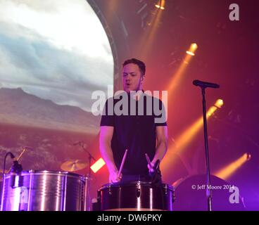 Norfolk, Virginia, USA. 28th Feb, 2014. Imagine Dragons live at the Constant Center. Credit:  Jeff Moore/ZUMA Wire/ZUMAPRESS.com/Alamy Live News Stock Photo