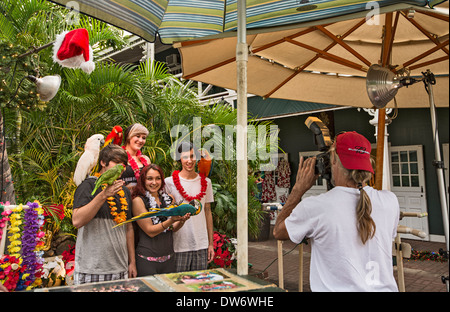 The world famous town of Lahaina on the Hawaiian island of Maui. Stock Photo