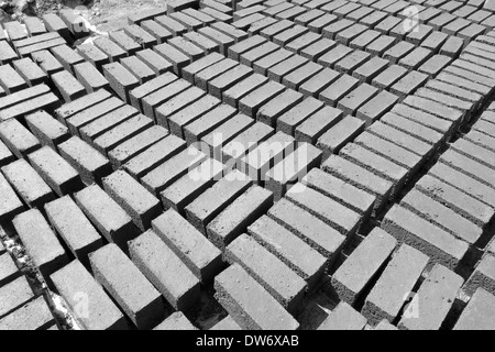 Locally made concrete blocks, Jagat, Nepal. Stock Photo