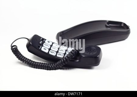 Black telephone on white background Stock Photo