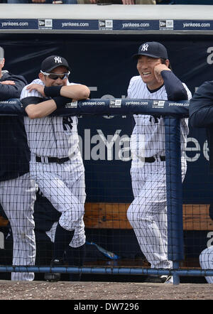 Tampa, Florida, USA. 27th Feb, 2014. Ichiro Suzuki (Yankees), Hideki Matsui MLB : New York Yankees spring training baseball game in Tampa, Florida, United States . © AFLO/Alamy Live News Stock Photo