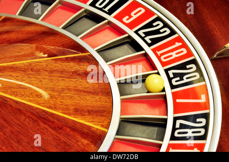 image with a casino roulette wheel with the ball on number 29 Stock Photo