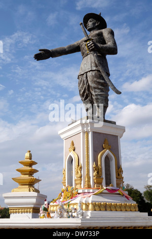 Chao Anouvong Statue in Vientiane, Laos. Stock Photo