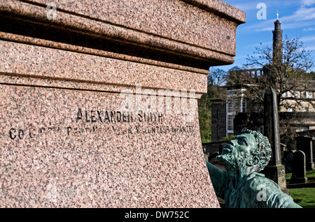 Detail of the inscription on the memorial to Scottish Americans who fought in the American Civil War, Old Calton Burial Ground. Stock Photo