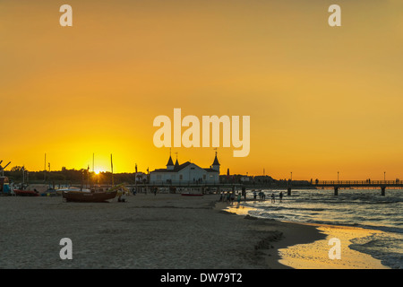 The Ahlbeck pier is a pier on the Baltic Sea, Ahlbeck, Island of Usedom, Mecklenburg-Western Pomerania, Germany, Europe Stock Photo
