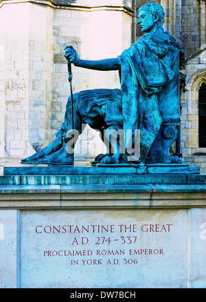 Bronze statue of Constantine the Great Emperor of Rome by Philip Jackson outside York Minster north Yorkshire England Stock Photo