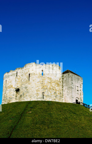 Grade 1 listed Clifford's Tower the keep of former York Castle north Yorkshire England Europe Stock Photo