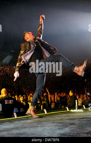 Jacob Hoggard of HEDLEY performs on stage at Hamilton Place on February 26, 2014. (D.Brown/EXImages) Stock Photo