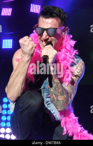 Jacob Hoggard of HEDLEY performs on stage at Hamilton Place on February 26, 2014. (D.Brown/EXImages) Stock Photo