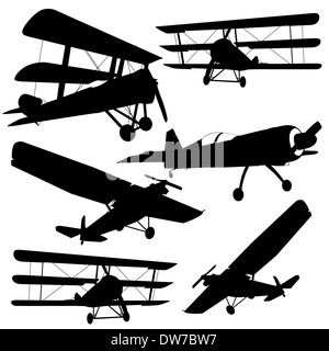 Collection of different aircraft silhouettes. vector illustration Stock ...