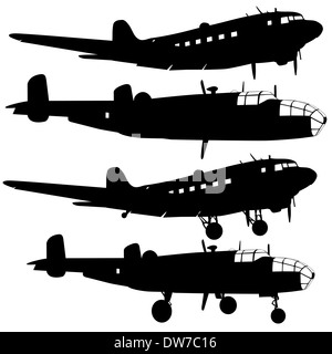 Collection of different aircraft silhouettes. vector illustration Stock ...