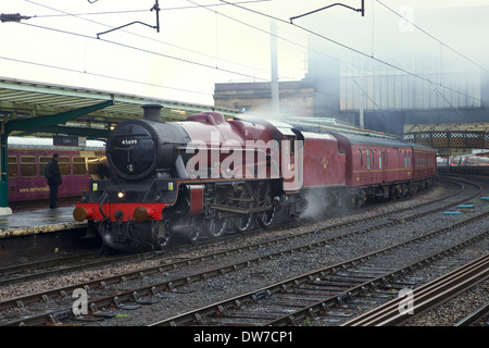 LMS Jubilee Class 45699 Galatea at Carlisle Railway Station,Carlisle,Cumbria,England,United Kingdom,Great Britain Stock Photo