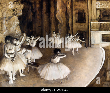 Edgar Degas, Ballet Rehearsal on Stage 1874 Oil on canvas. Musée d'Orsay, Paris, France. Stock Photo