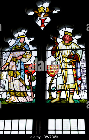 Stained Glass Windows designed by Victorian Architect William Burges based on Pre-Raphaelite drawings, Cardiff Castle, Wales. Stock Photo