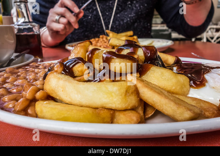 Traditional Breakfast in the Shepherdess Café, 221 City Rd London EC1V 1JN Stock Photo