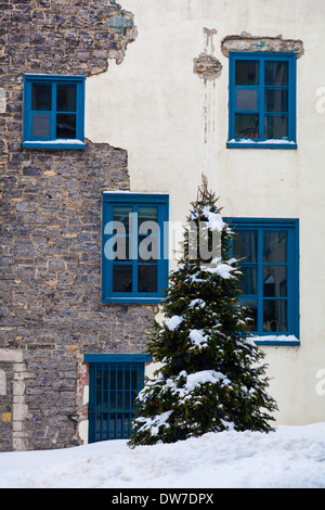 Abstract image of windows on a house in old Quebec City, Canada Stock Photo