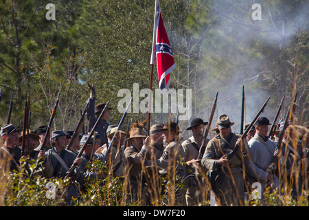 Reenactment of the Battle of Olustee, Olustee Battlefield Historic State Park near Lake City, Florida, USA Stock Photo