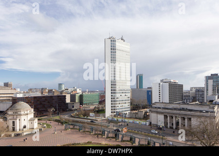 Looking across Centenary Square towards Alpha Tower, Birmingham England, UK Stock Photo