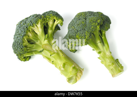 Two broccoli on white Stock Photo