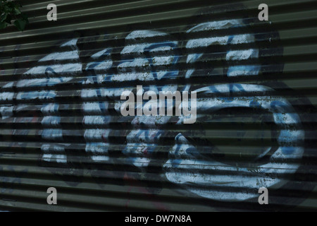 graffiti street art large area wall shutter Stock Photo