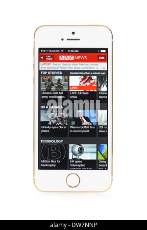 BBC News screen on iPhone 5S, iPhone 5 S Stock Photo