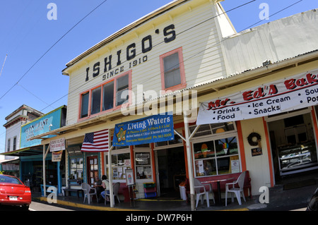 Ishigo's old bakery, now Mr. Ed's Bakery, located in an old building in Honomu, Big Island, Hawaii, USA Stock Photo