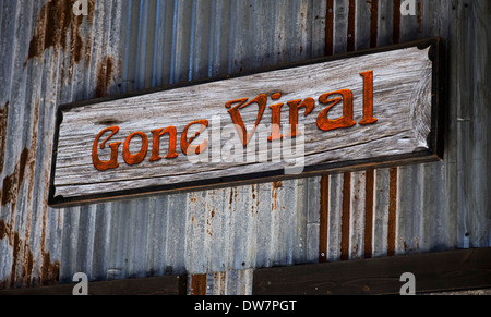 Old gone viral sign. Stock Photo