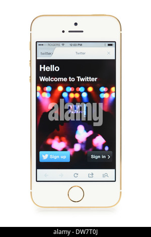 Twitter Screen on iPhone 5S, iPhone 5 S Stock Photo