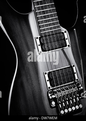 Black and white electric guitar on white background Stock Photo - Alamy