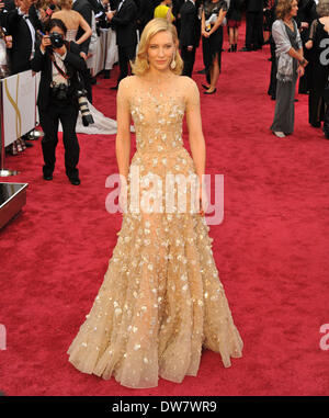 Los Angeles, California, USA. 2nd Mar, 2014. CATE BLANCHETT, nominated for an Oscar for best actress in a leading role for her work in ‘Blue Jasmine’ arrives wearing Armani Prive at the 86th Academy Awards at the Dolby Theater. Credit:  D. Long/Globe Photos/ZUMAPRESS.com/Alamy Live News Stock Photo