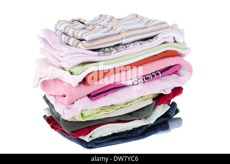 Pile of baby clothes isolated on white Stock Photo