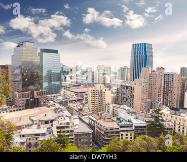 Santiago de Chile downtown, modern skyscrapers mixed with historic buildings, Chile. Stock Photo