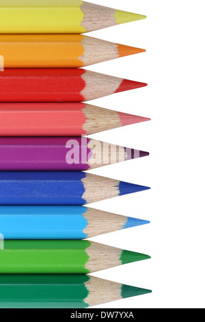 Colored pencils topic school supplies, student, back to school, isolated on a white background Stock Photo